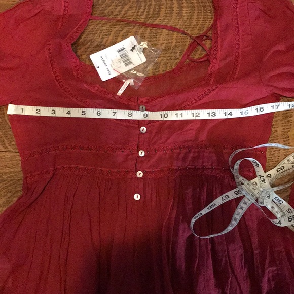 🆕 Free People Strangers in Love Blouse Claret Red - Picture 4 of 6